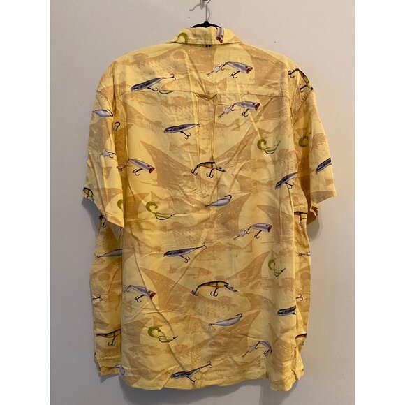 Columbia Mens Yellow Fishing Lure Print Short Sleeve Button-Up Shirt XL - Picture 2 of 11